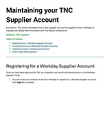 Creating and Maintaining your TNC Supplier Account