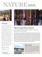 A newsletter cover features a map highlighting a mountain chain in green.