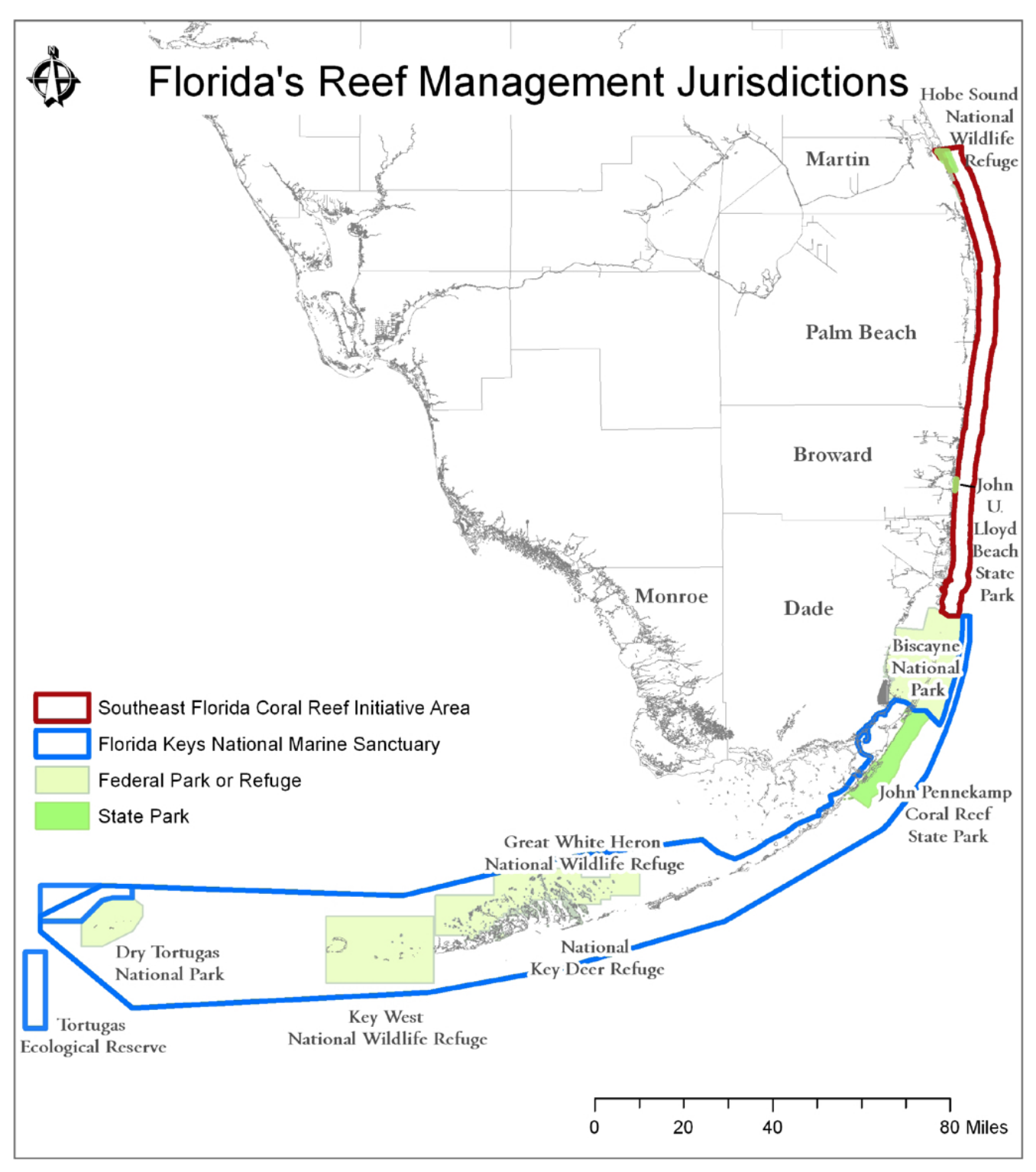 Map of Florida Reef Management Jurisdictions.