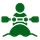 A green icon of a person in a kayak.