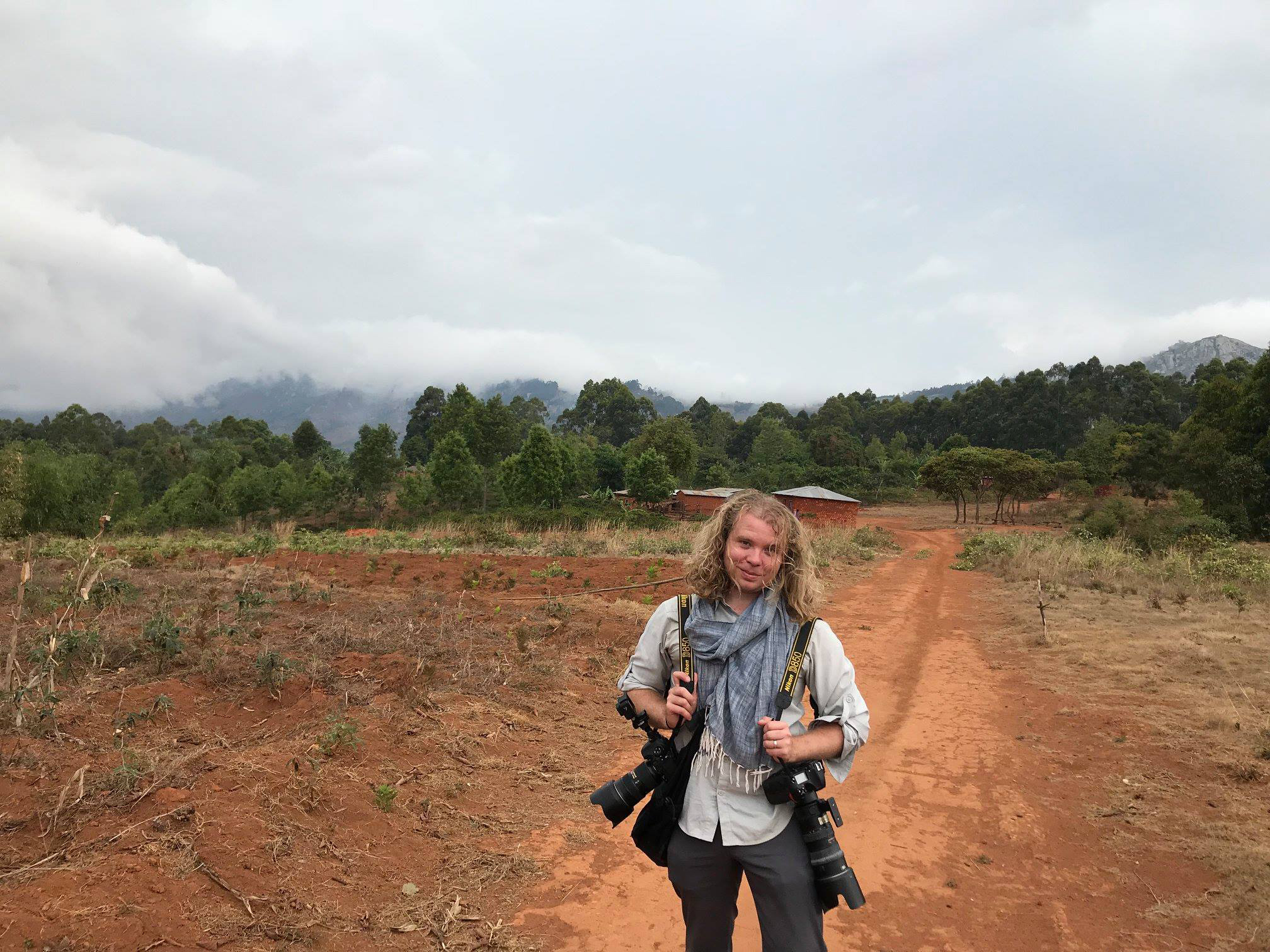 Alex Snyder with his photography equipment