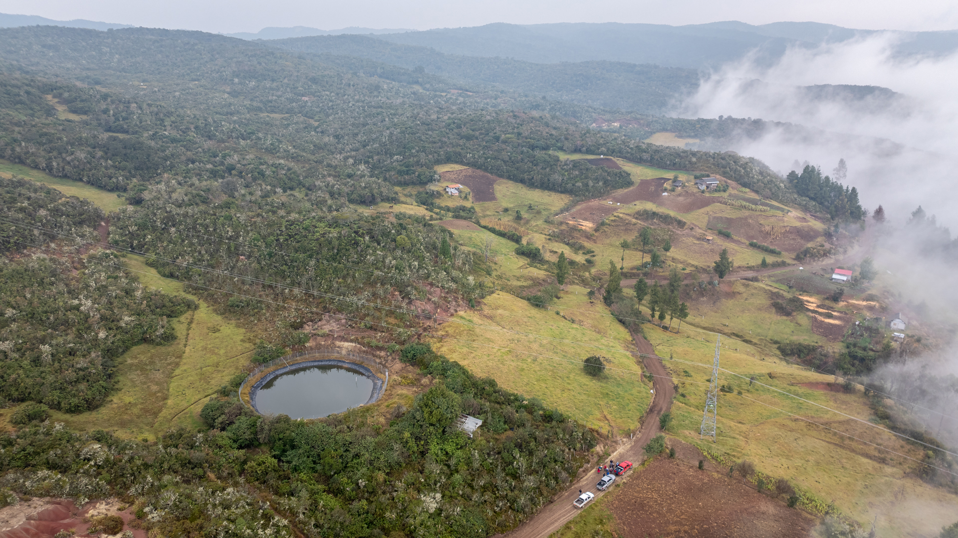 Vista aérea de área protegida por Fondos de Agua en Ecuador. 