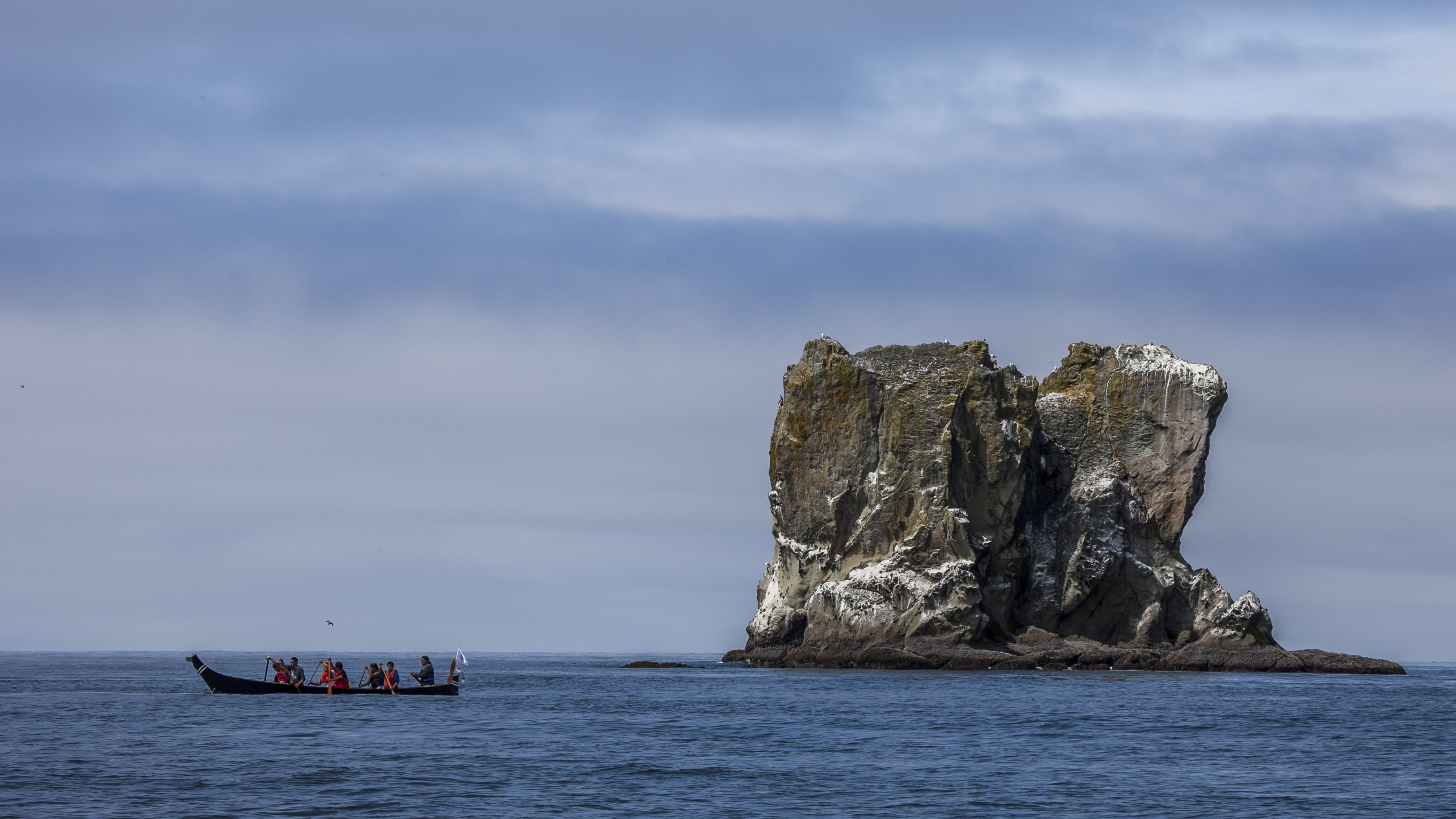 Canoe families representing tribes from around the Pacific Northwest travel from La Push to the West Coast of the Olympic Peninsula in Washington for the annual Canoe Journey.