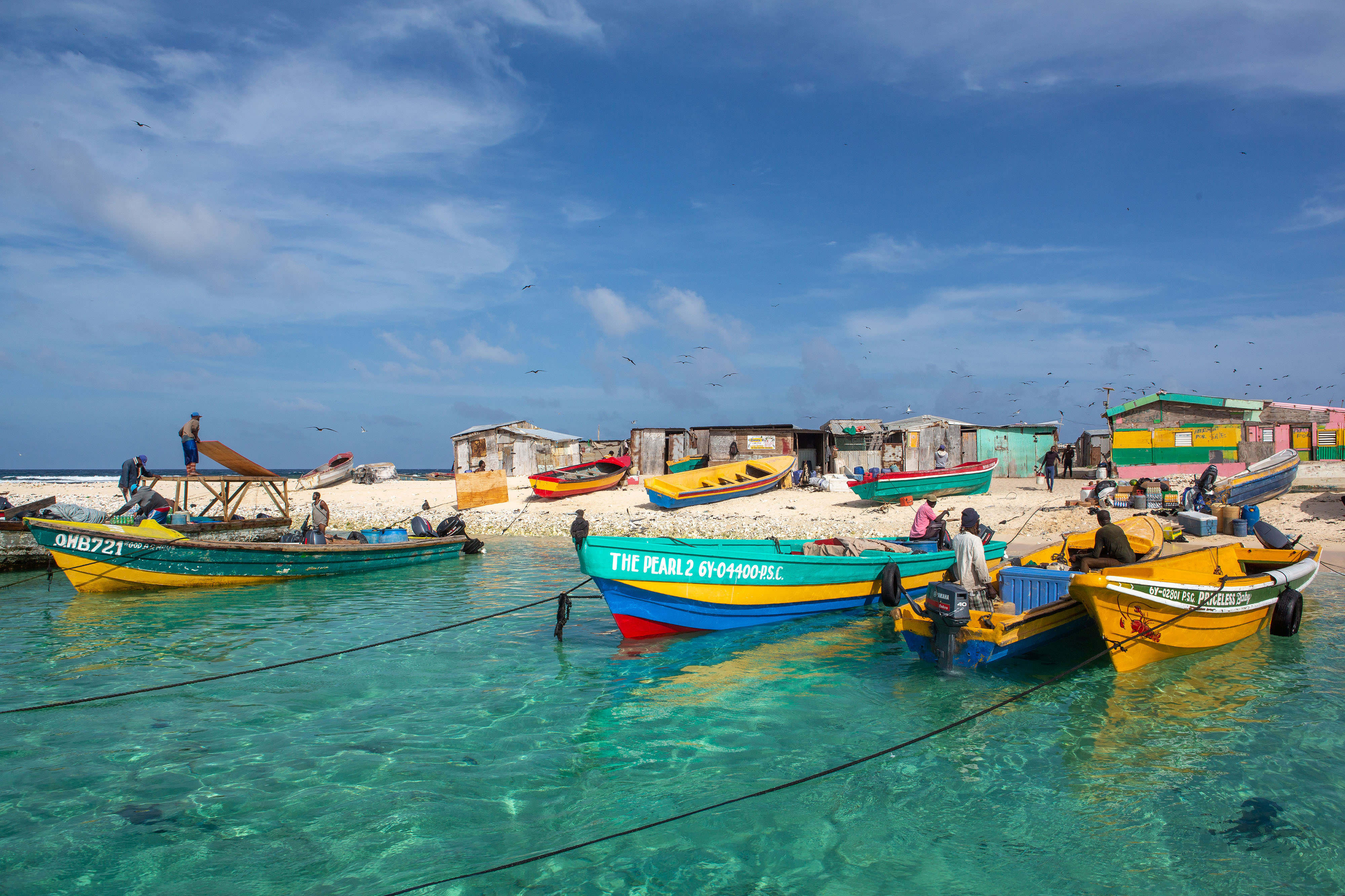 Fishing boats in Pedro Cays, Jamaica