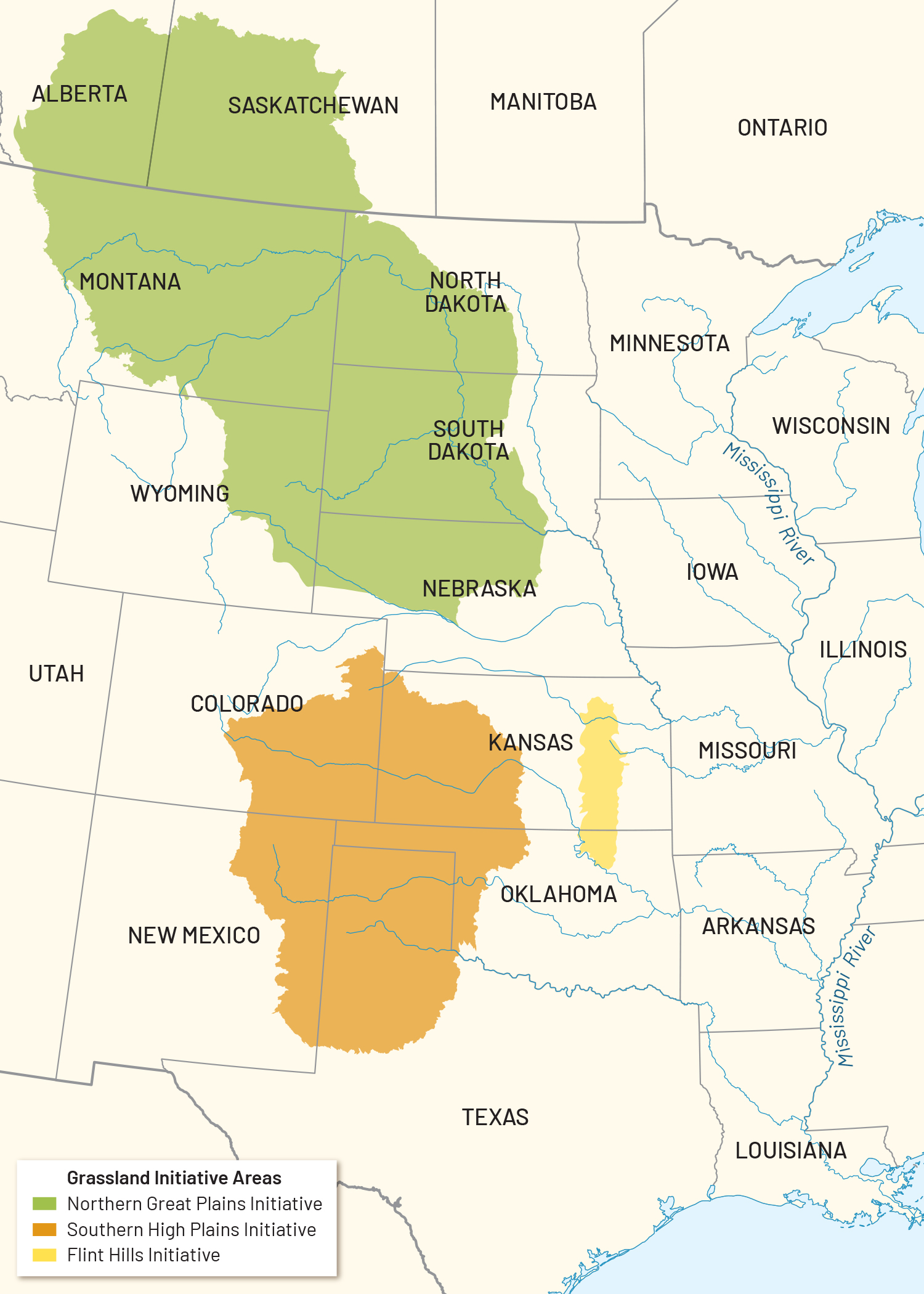Map of Great Plains grasslands.