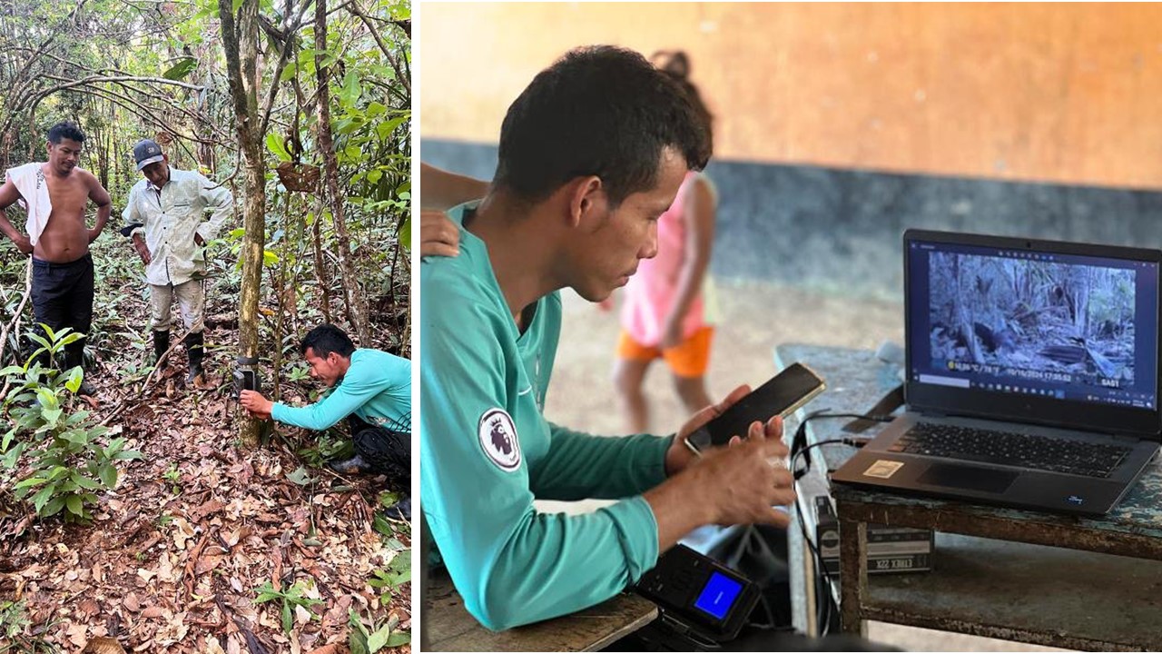 Indígenas monitoreando especies.