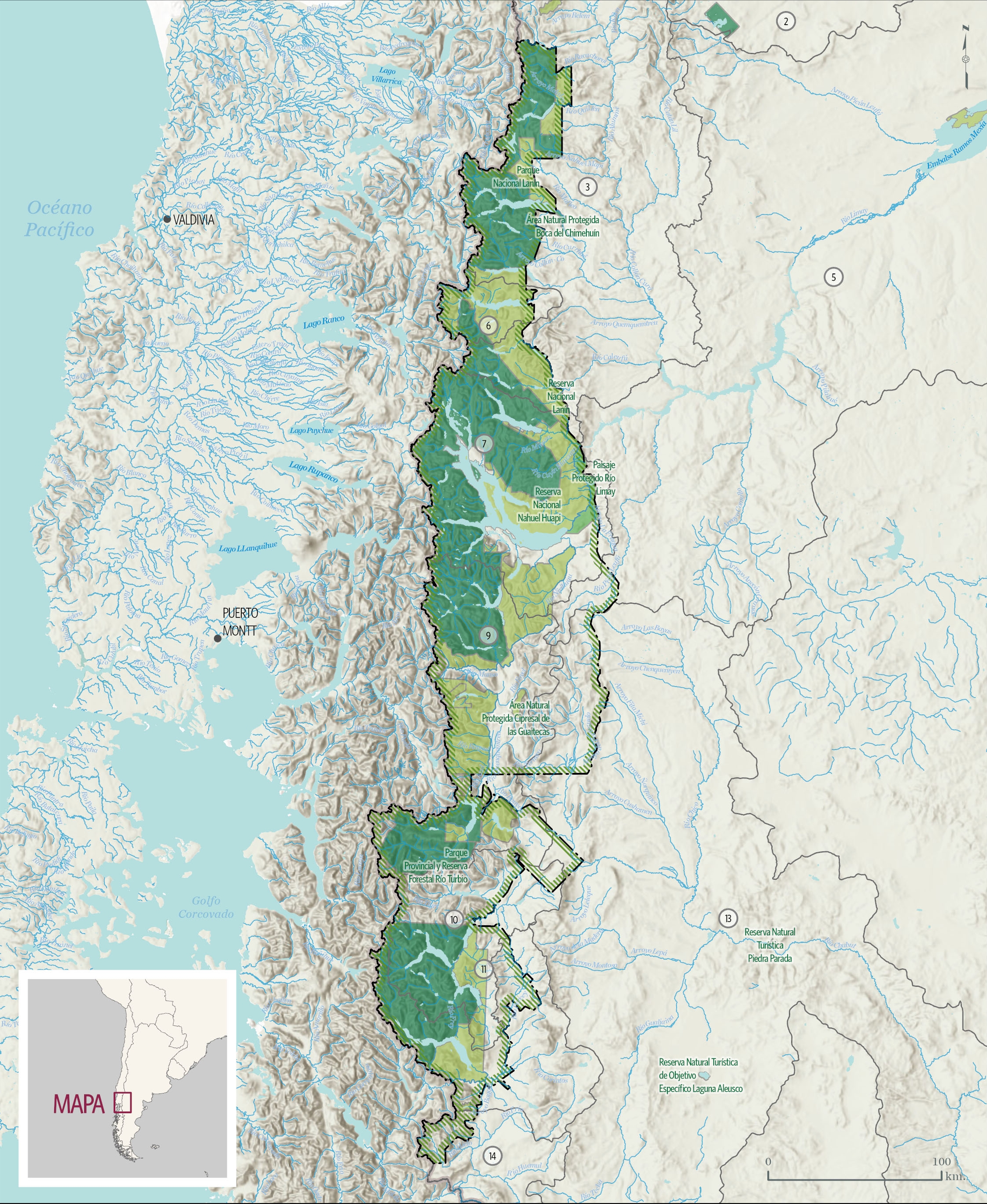 Grafica de un mapa mostrando la Reserva de la Biosfera.