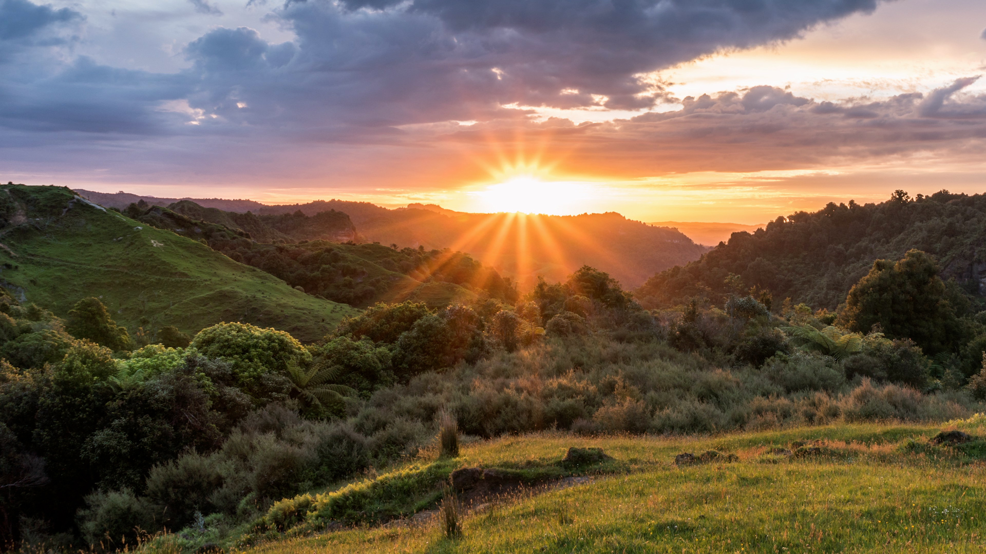 Sunset over South Island