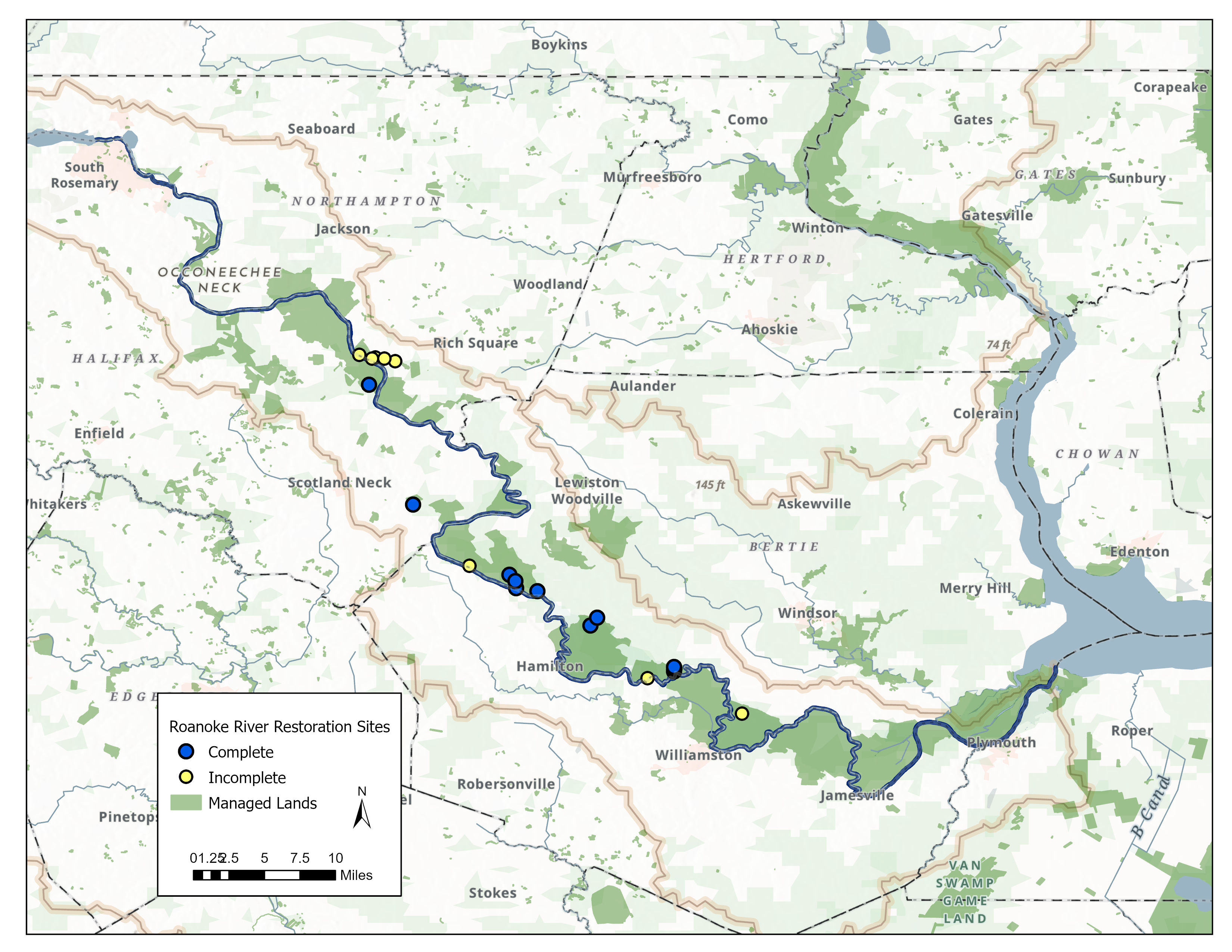 Roanoke River map.