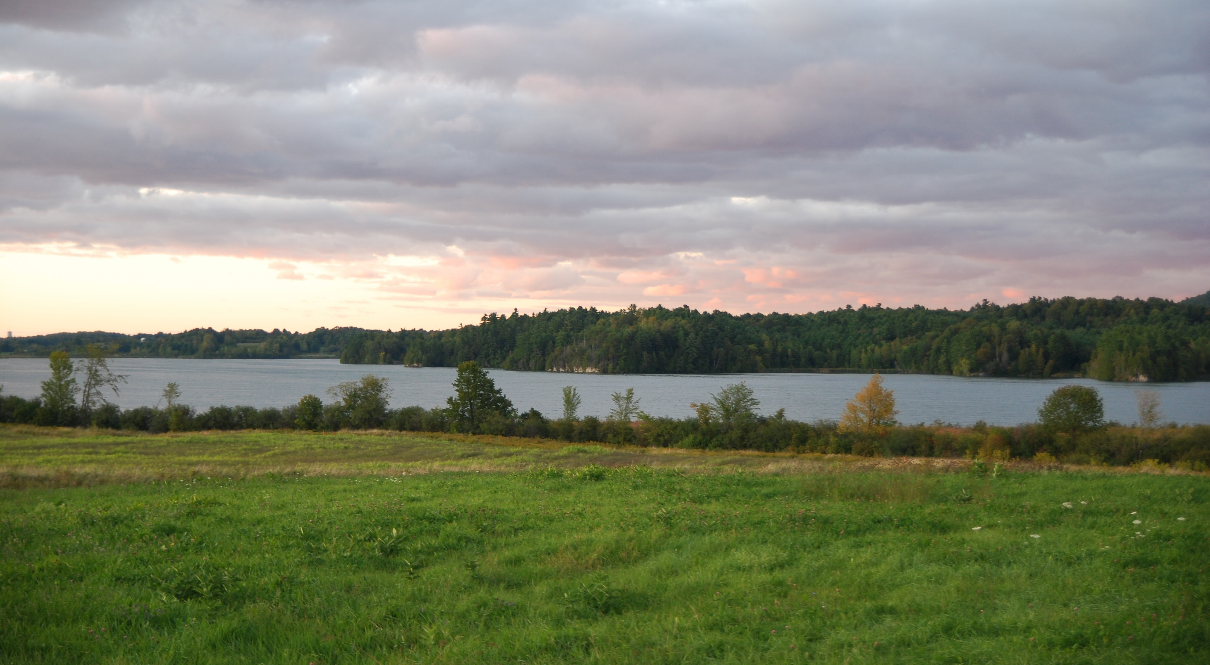 sunset over a pond