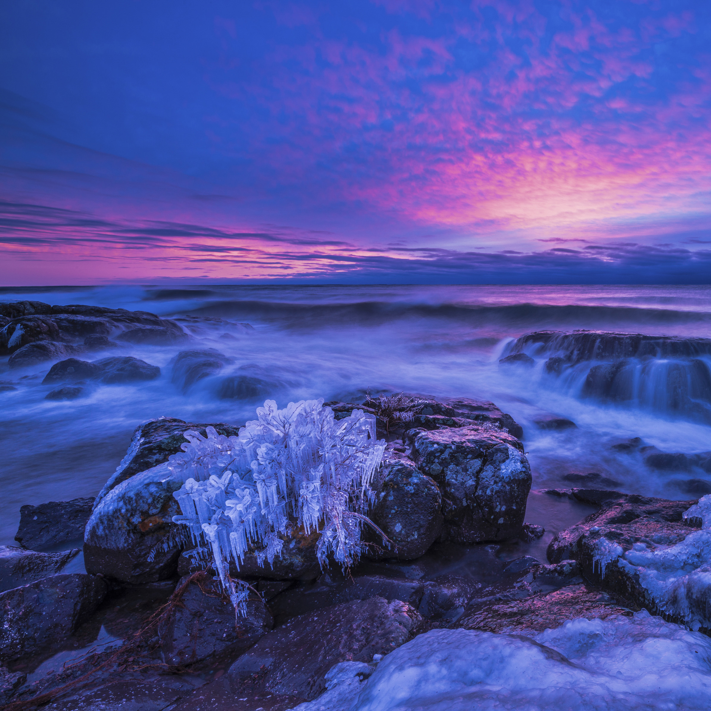 A frozen North Shore of Lake Superior in Minnesota.